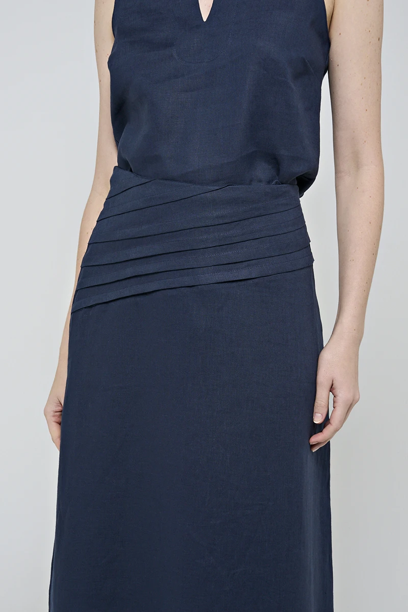 Hidrogênio - Navy blue midi skirt with pleats - 20490004