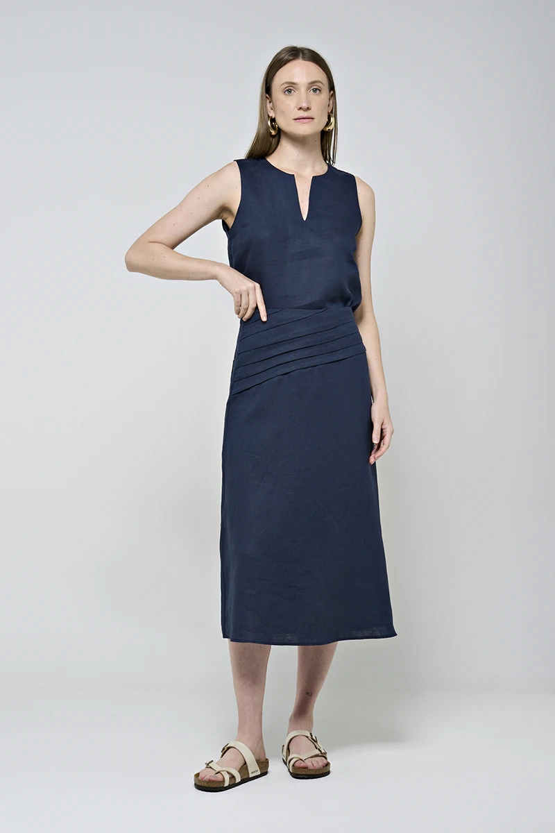 Hidrogênio - Navy blue midi skirt with pleats - 20490004