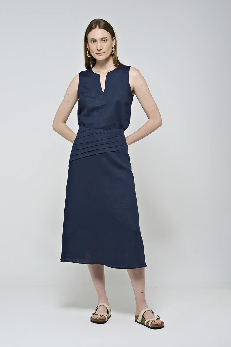Hidrogênio - Navy blue midi skirt with pleats - 20490004