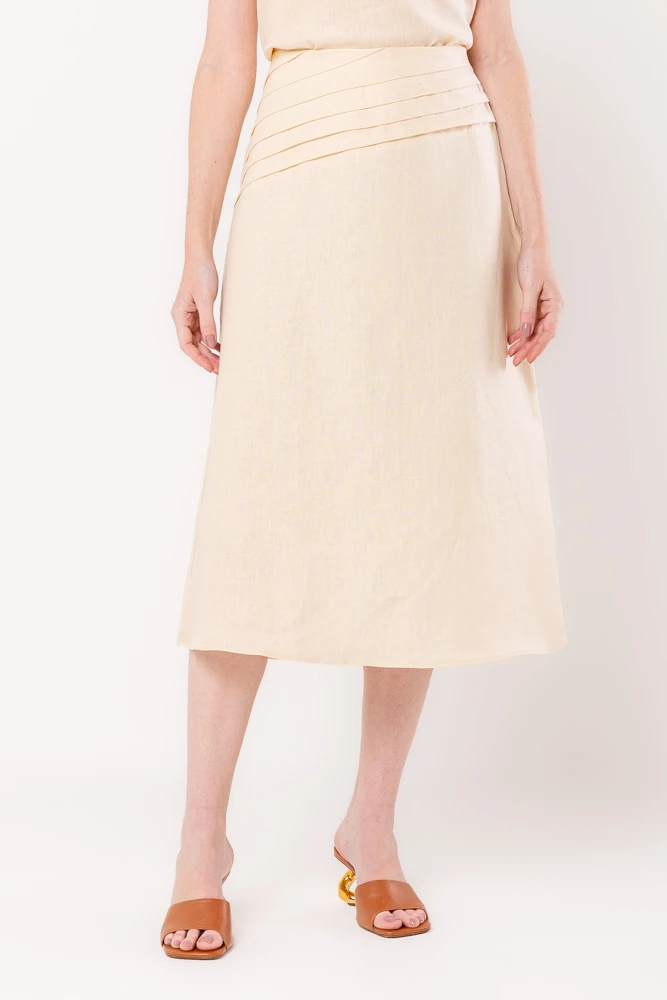 Hidrogênio - Beige midi skirt with pleats - 20490003