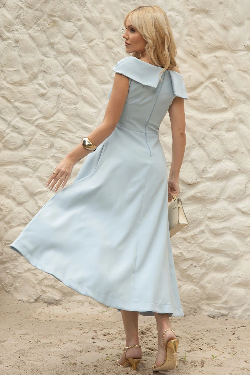 Miss Misses - Hilda Dress with Flower Detail on the Blue Collar - 54592002 Miss Misses - Hilda Dress with Flower Detail on the Blue Collar - 54592002