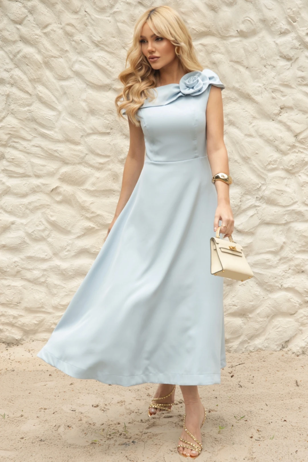 Miss Misses - Hilda Dress with Flower Detail on the Blue Collar - 54592002 Miss Misses - Hilda Dress with Flower Detail on the Blue Collar - 54592002