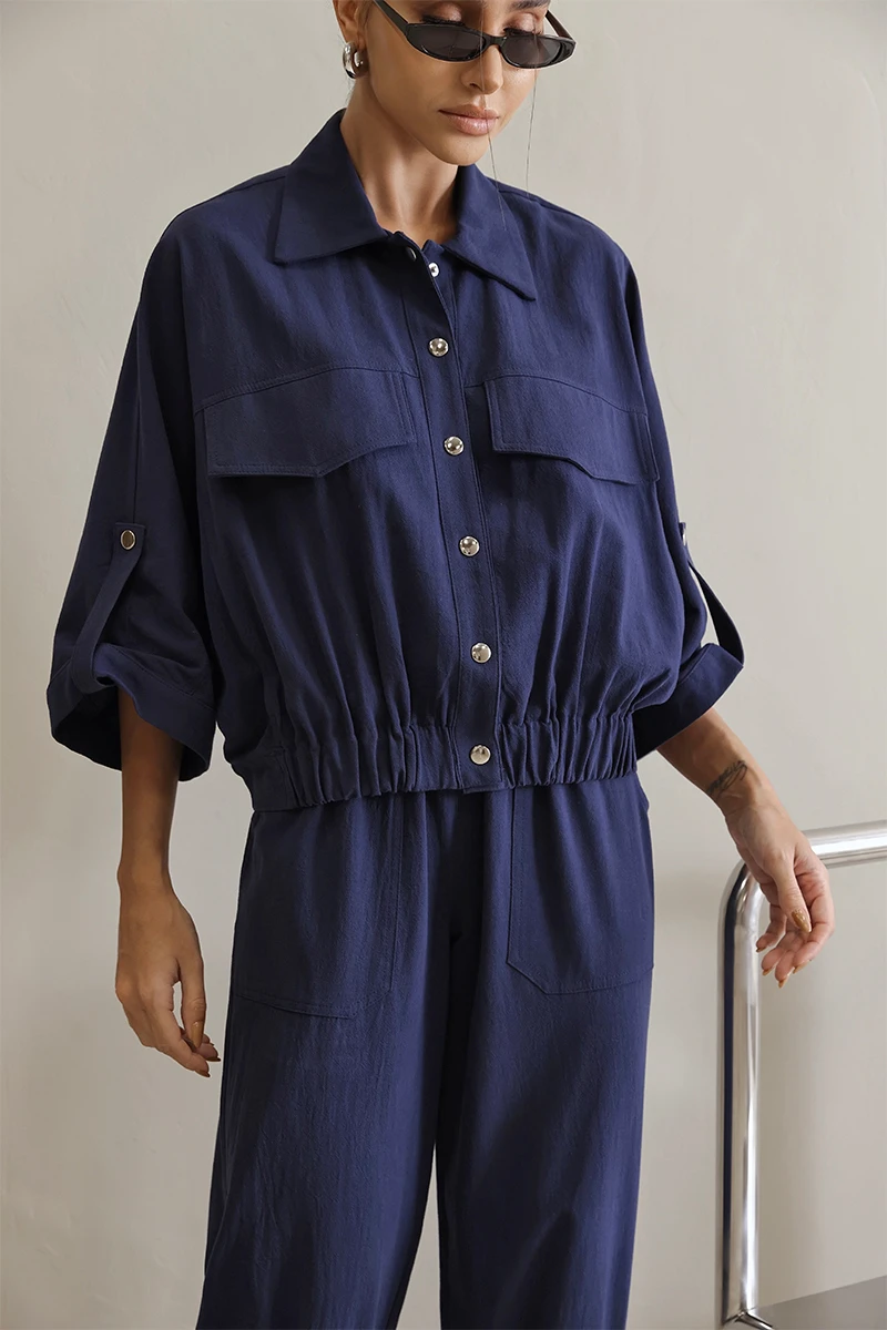 Dot Clothing - Conjunto Dot Clothing Liz Blusa e Calça Jogger Marinho - 2822AZULES