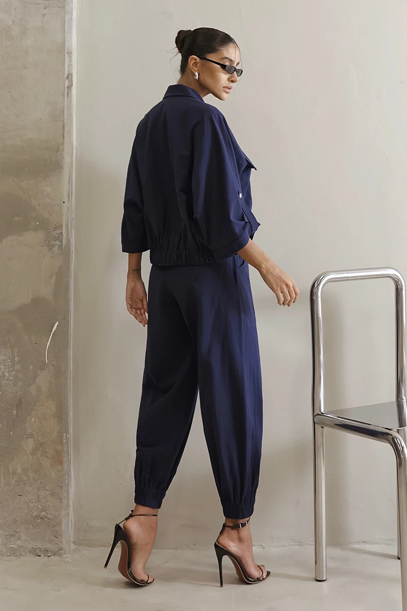 Dot Clothing - Conjunto Dot Clothing Liz Blusa e Calça Jogger Marinho - 2822AZULES
