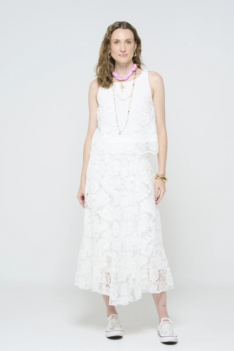 Hidrogênio - OFF-WHITE LACE LINED TANK TOP - 20618018 Hidrogênio - OFF-WHITE LACE LINED TANK TOP - 20618018