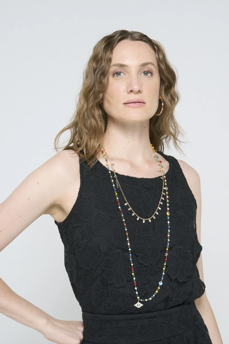 Hidrogênio - BLACK LACE LINED TANK TOP - 20618001