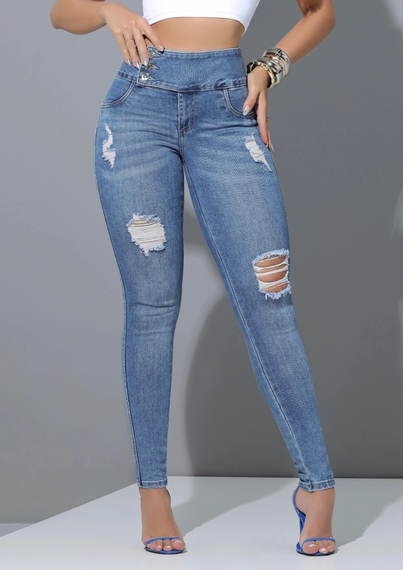 PITBULL - PIT BULL JEANS SKINNY WIDE-WAIST PANTS - 87263