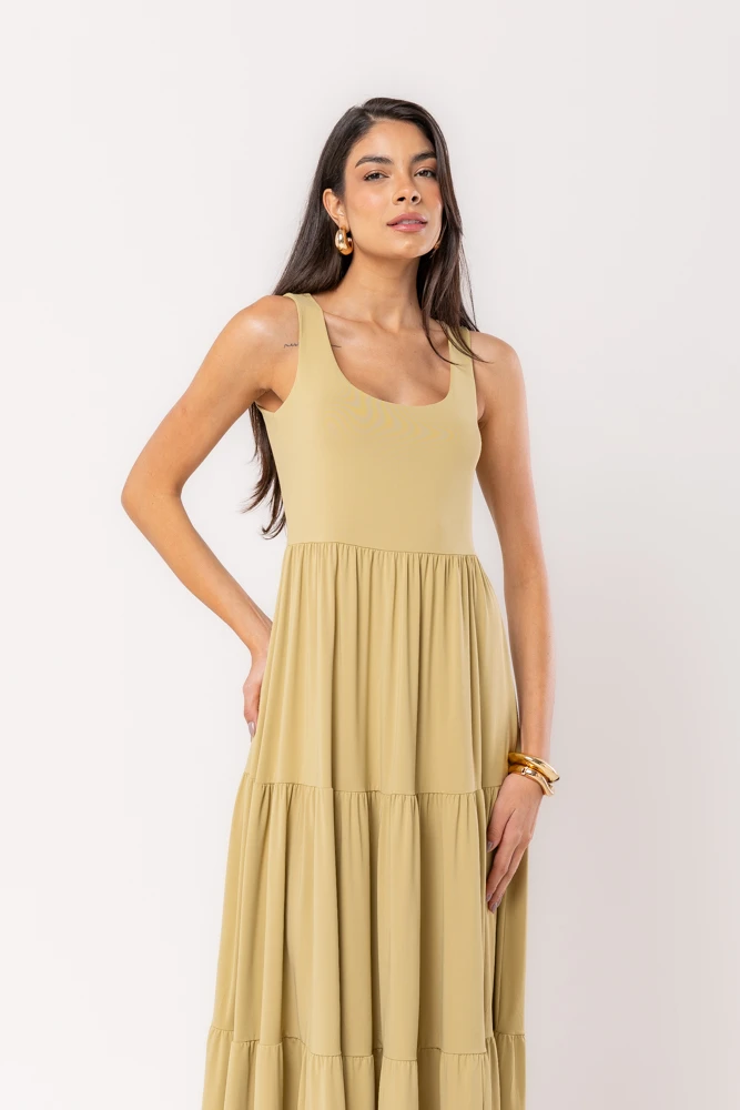Hidrogênio - 3 MARIAS CANA GREEN MIDI DRESS - 19594479