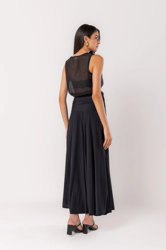 Hidrogênio - BLACK FLARE SKIRT WITH RUFFLES AT THE HIP - 19497001