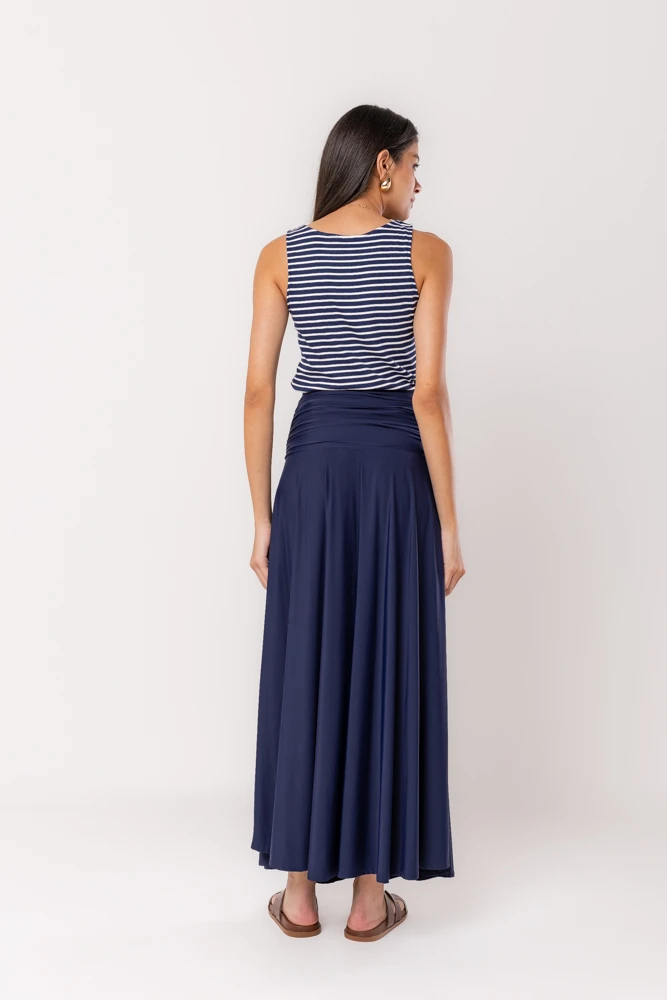 Hidrogênio - NAVY FLARE SKIRT WITH RUFFLES AT THE HIP - 19497004 Hidrogênio - NAVY FLARE SKIRT WITH RUFFLES AT THE HIP - 19497004
