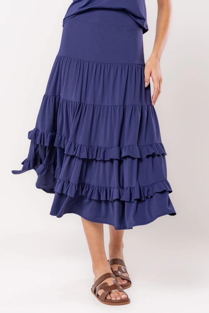 Hidrogênio - MIDI SKIRT WITH NAVY THREADS - 19604004