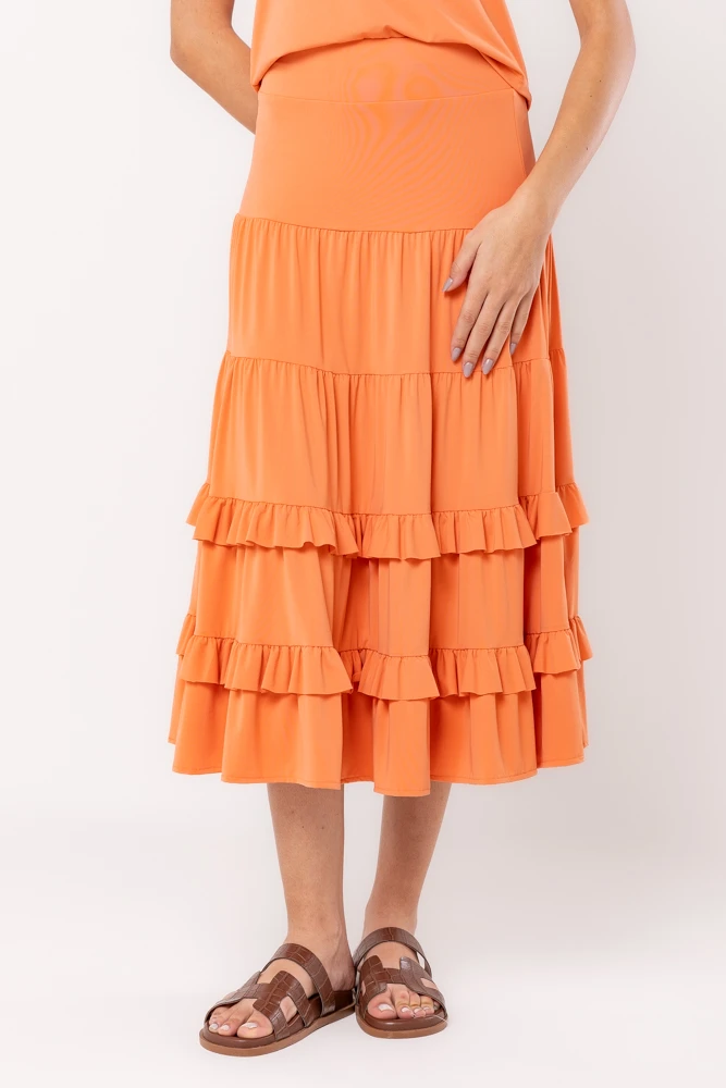 Hidrogênio - MIDI SKIRT WITH CARROT THREAD RUFFLES - 19604189