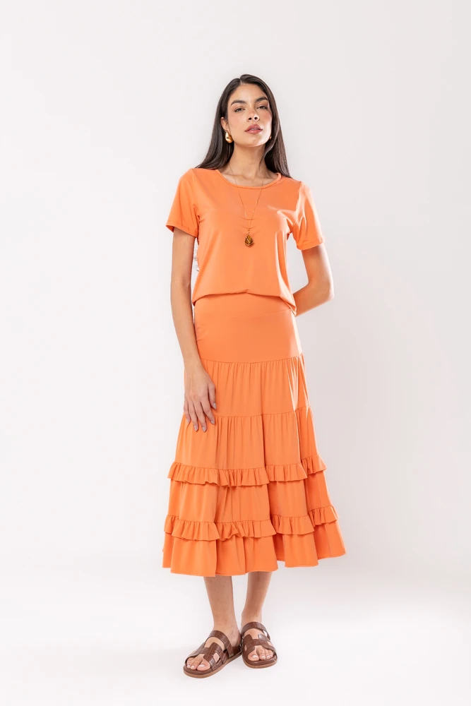 Hidrogênio - MIDI SKIRT WITH CARROT THREAD RUFFLES - 19604189