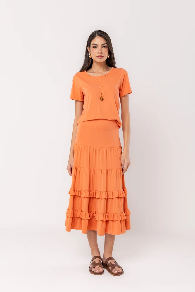Hidrogênio - MIDI SKIRT WITH CARROT THREAD RUFFLES - 19604189