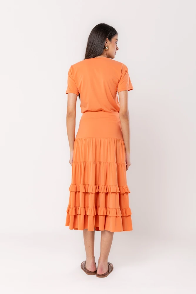 Hidrogênio - MIDI SKIRT WITH CARROT THREAD RUFFLES - 19604189