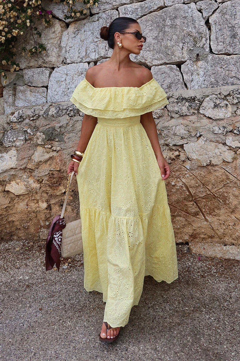 Dot Clothing - Dress Dot Clothing Caitlin Shoulder to Shoulder Laise Chamomile - 2840AMAR