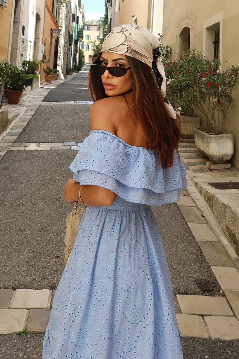 Dot Clothing - Dress Dot Clothing Caitlin Shoulder to Shoulder Laise Blue - 2840AZUL