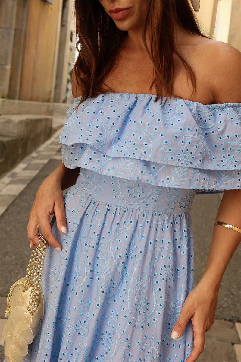 Dot Clothing - Dress Dot Clothing Caitlin Shoulder to Shoulder Laise Blue - 2840AZUL