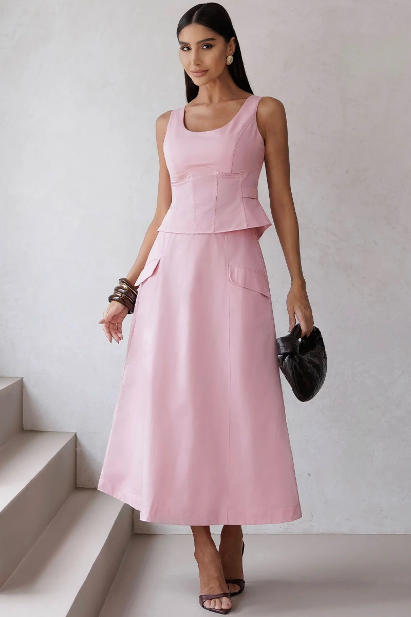 Miss Misses - Set Darlene Shirt Skirt With Zipper Pink - 54702060