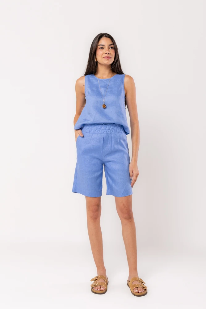Hidrogênio - PACIFIC BLUE LINEN BERMUDA SHORTS - 20545590 Hidrogênio - PACIFIC BLUE LINEN BERMUDA SHORTS - 20545590