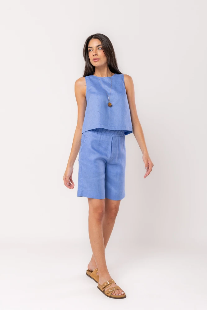 Hidrogênio - PACIFIC BLUE LINEN BERMUDA SHORTS - 20545590 Hidrogênio - PACIFIC BLUE LINEN BERMUDA SHORTS - 20545590