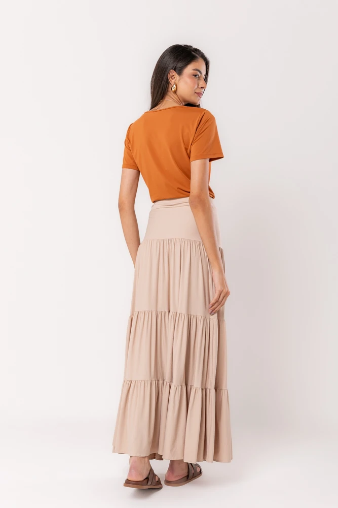 Hidrogênio - LONG SKIRT 3 MARIAS BEIGE - 18925003