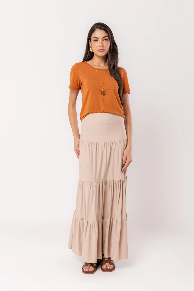 Hidrogênio - LONG SKIRT 3 MARIAS BEIGE - 18925003