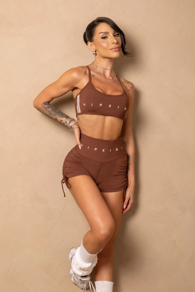 Hipkini - Time for Me Shorts Brown with Ruched Detail - 33331443