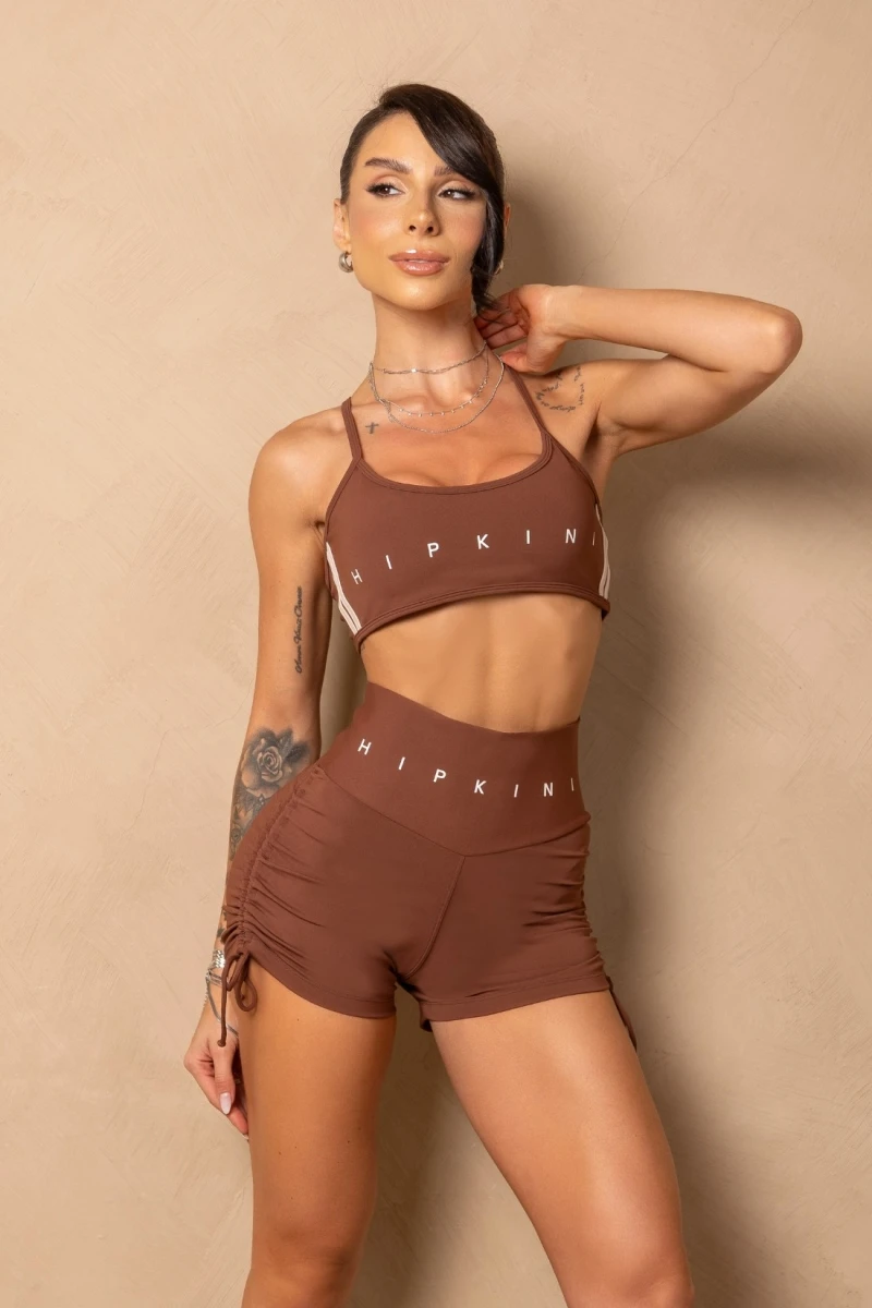 Hipkini - Time for Me Shorts Brown with Ruched Detail - 33331443