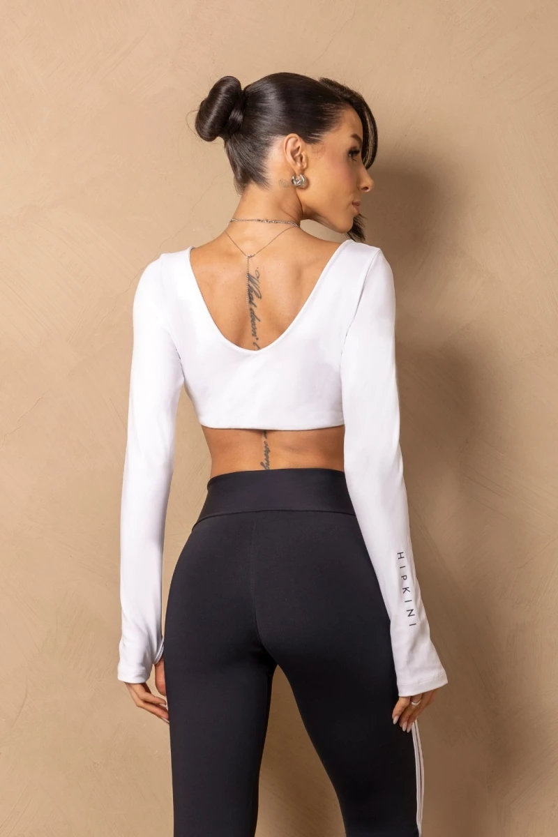 Hipkini - Cropped Fitness Enjoy the moment White Long sleeve - 33331408 Hipkini - Cropped Fitness Enjoy the moment White Long sleeve - 33331408