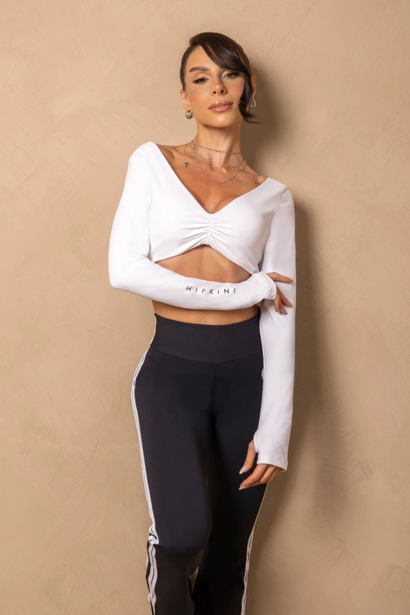 Hipkini - Cropped Fitness Enjoy the moment White Long sleeve - 33331408 Hipkini - Cropped Fitness Enjoy the moment White Long sleeve - 33331408