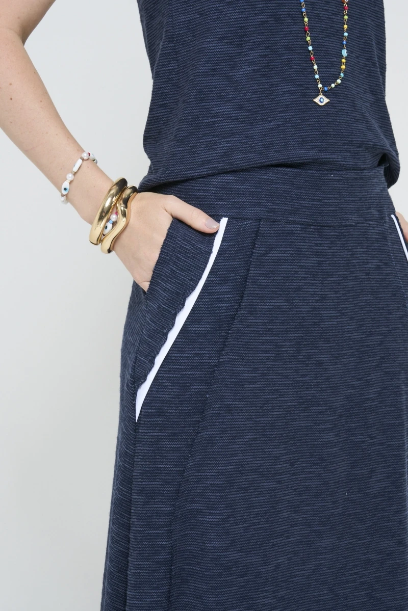 Hidrogênio - NAVY AMNI PIPE MIDI SKIRT - 20599004 Hidrogênio - NAVY AMNI PIPE MIDI SKIRT - 20599004