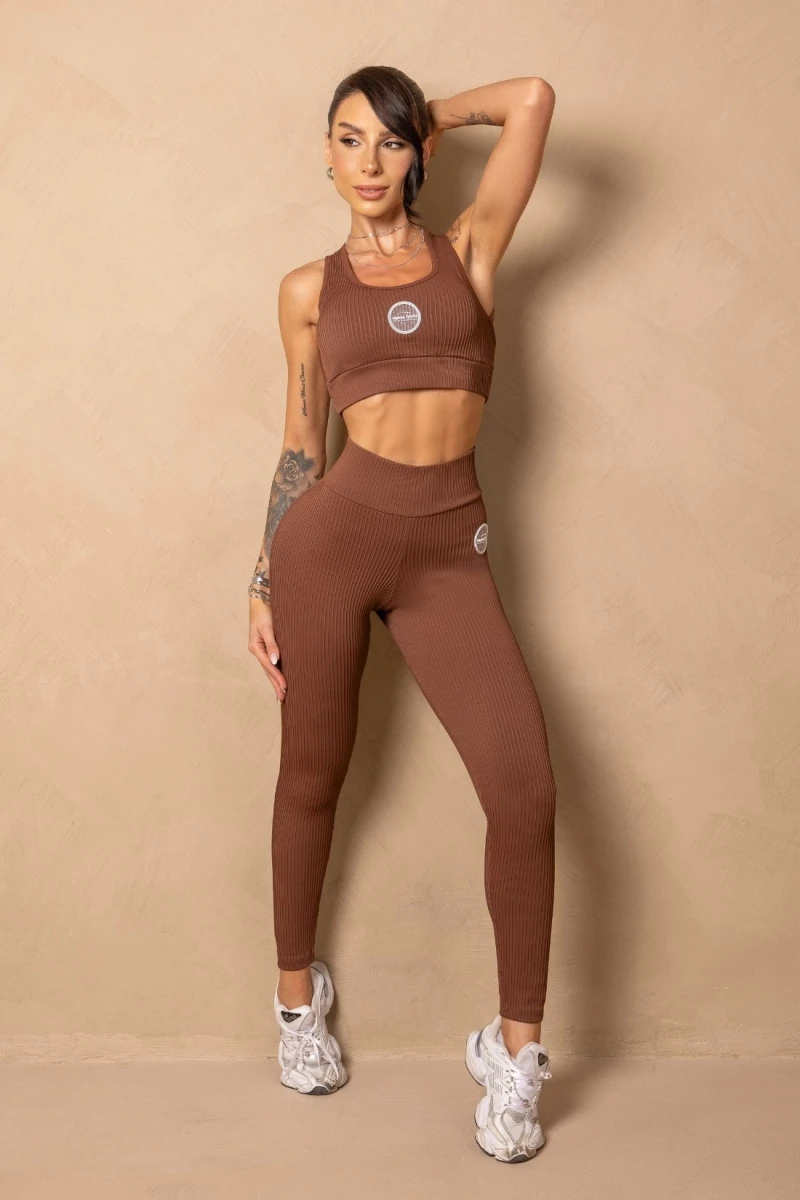 Hipkini - Time For Me Brown Fitness Top with Cross Straps - 33331413