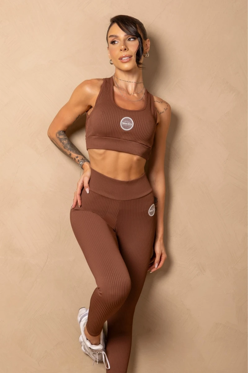 Hipkini - Time For Me Brown Fitness Top with Cross Straps - 33331413