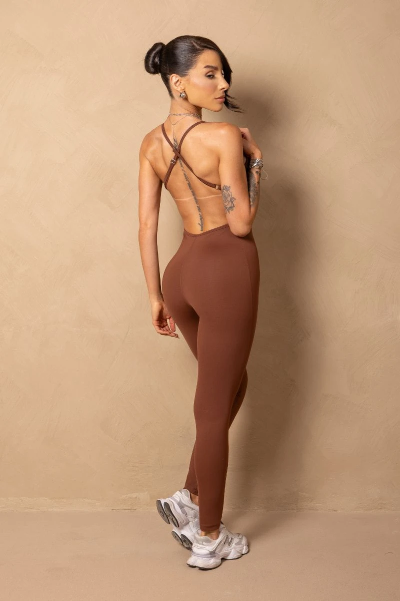 Hipkini - Time For Me Brown Fitness Jumpsuit with Adjustable Straps - 33331416