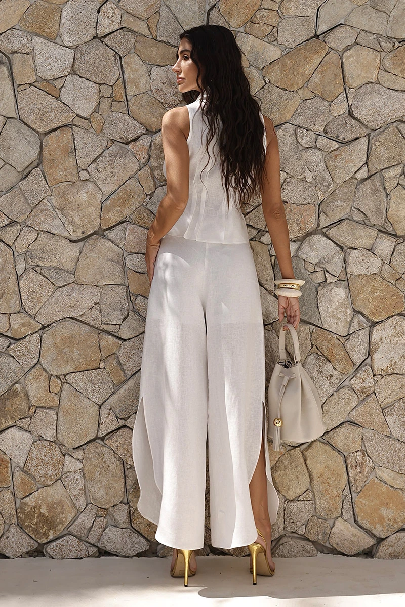 Dot Clothing - Set Dot Clothing Olivia Vest and Pants Off White Linen - 2867OFF
