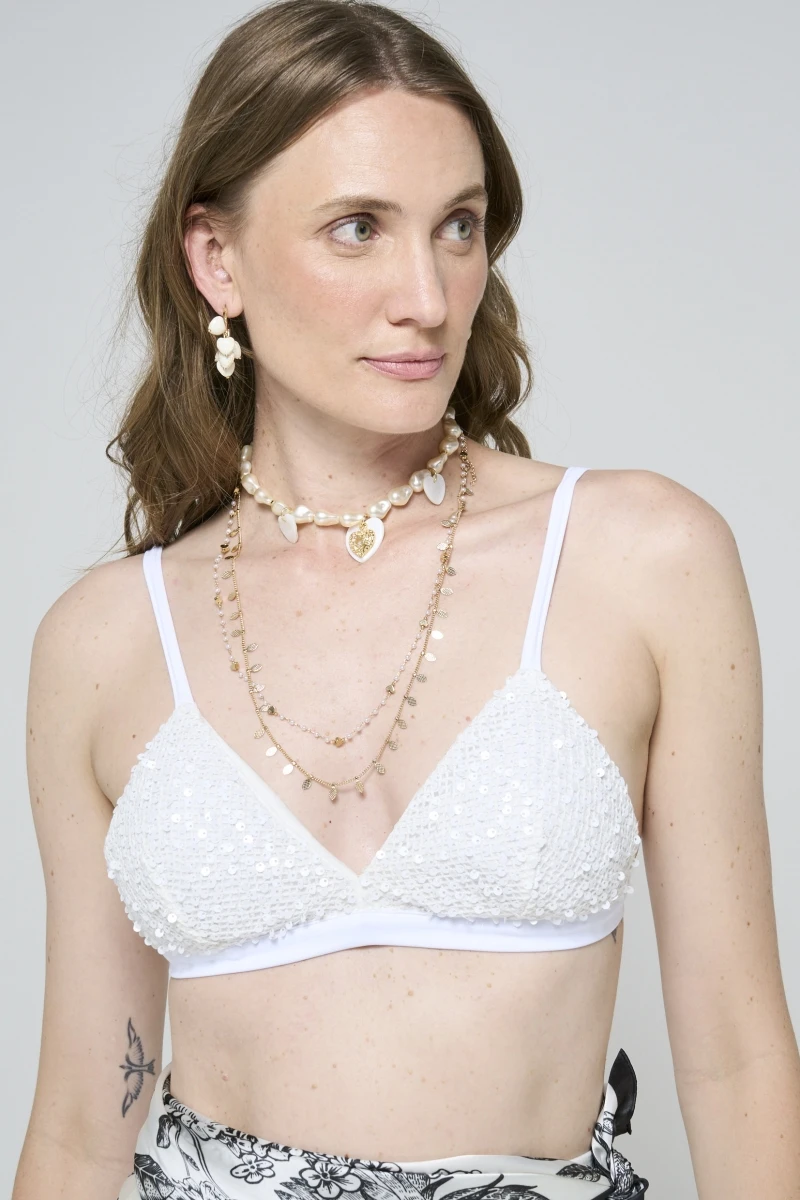 Hidrogênio - OFF-WHITE SEQUINED CUSHION TOP - 20607018 Hidrogênio - OFF-WHITE SEQUINED CUSHION TOP - 20607018