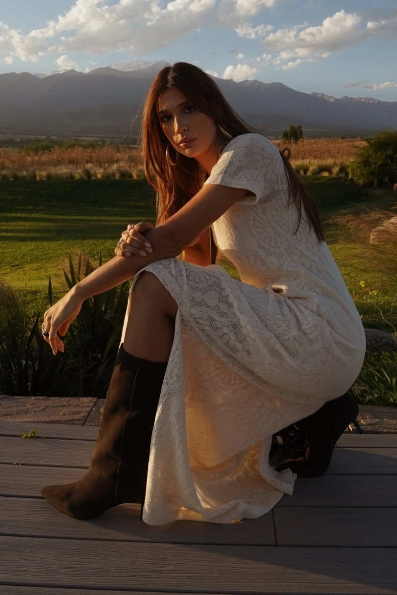 Hidrogênio - Off-white floral knit midi dress - 20463018