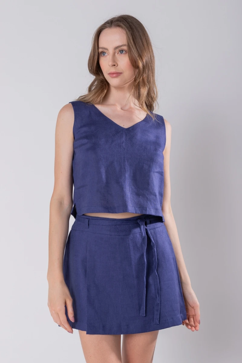 Hidrogênio - ECLIPSE V-NECK LINEN TANK TOP - 19816207