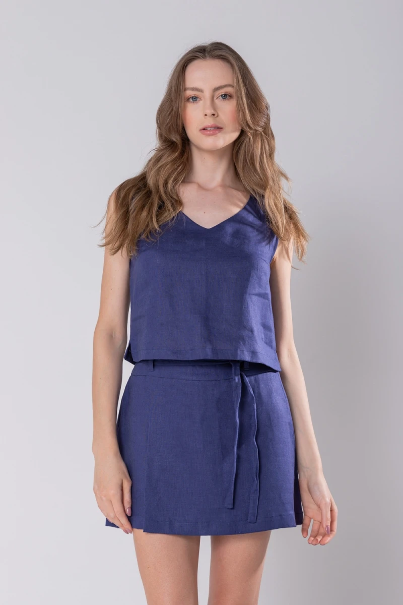 Hidrogênio - ECLIPSE V-NECK LINEN TANK TOP - 19816207