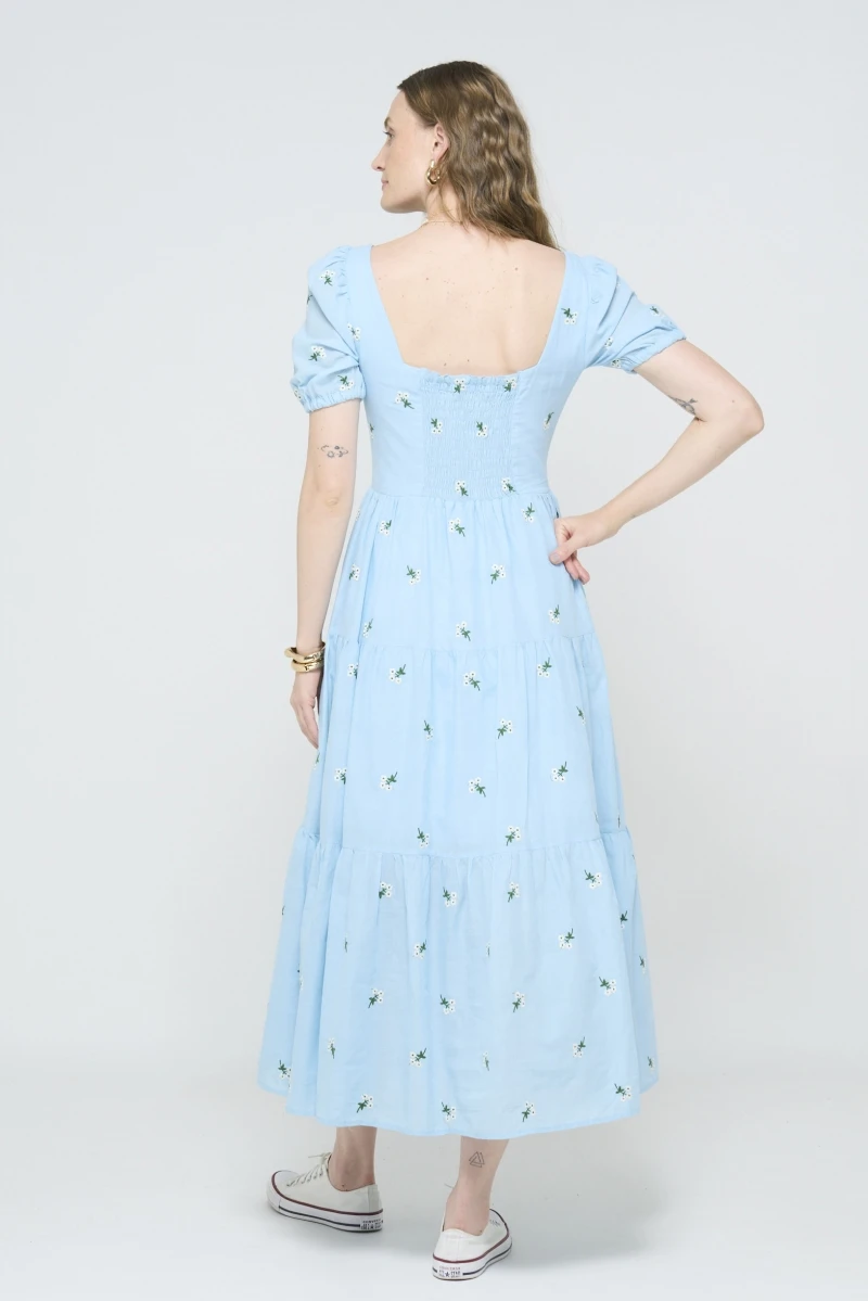 Hidrogênio - BABY BLUE EMBROIDERED MIDI DRESS - 20583111