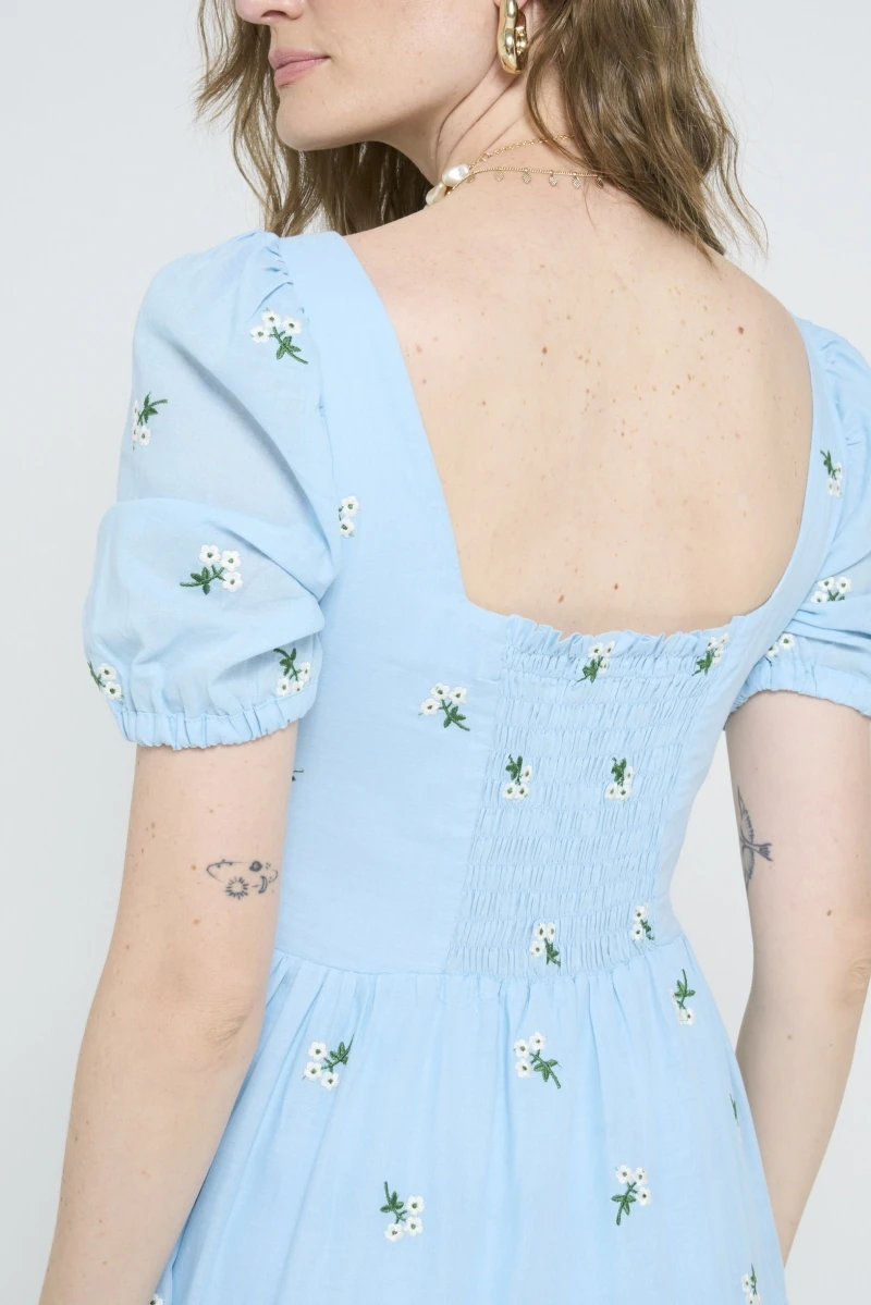 Hidrogênio - BABY BLUE EMBROIDERED MIDI DRESS - 20583111
