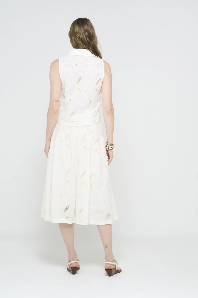 Hidrogênio - OFF-WHITE SLEEVELESS EMBROIDERED SHIRT - 20582018