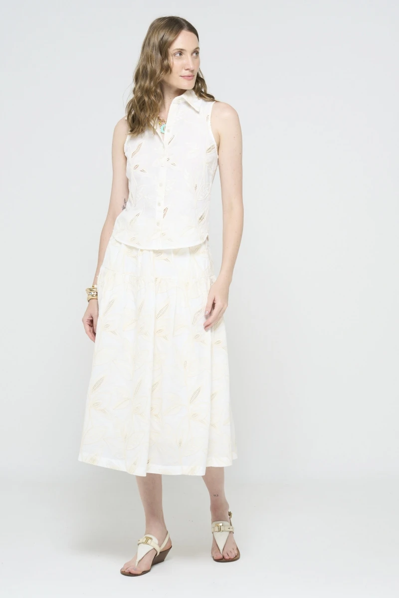 Hidrogênio - OFF-WHITE SLEEVELESS EMBROIDERED SHIRT - 20582018