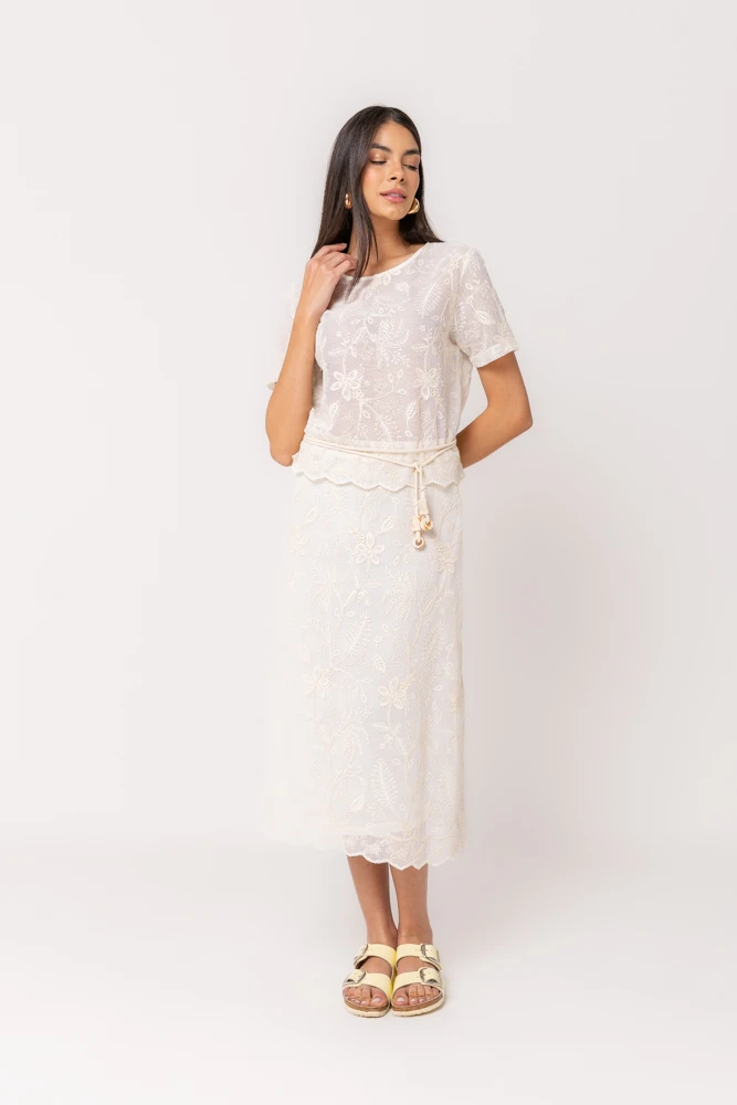 Hidrogênio - Off-white crochet flared skirt - 20522018