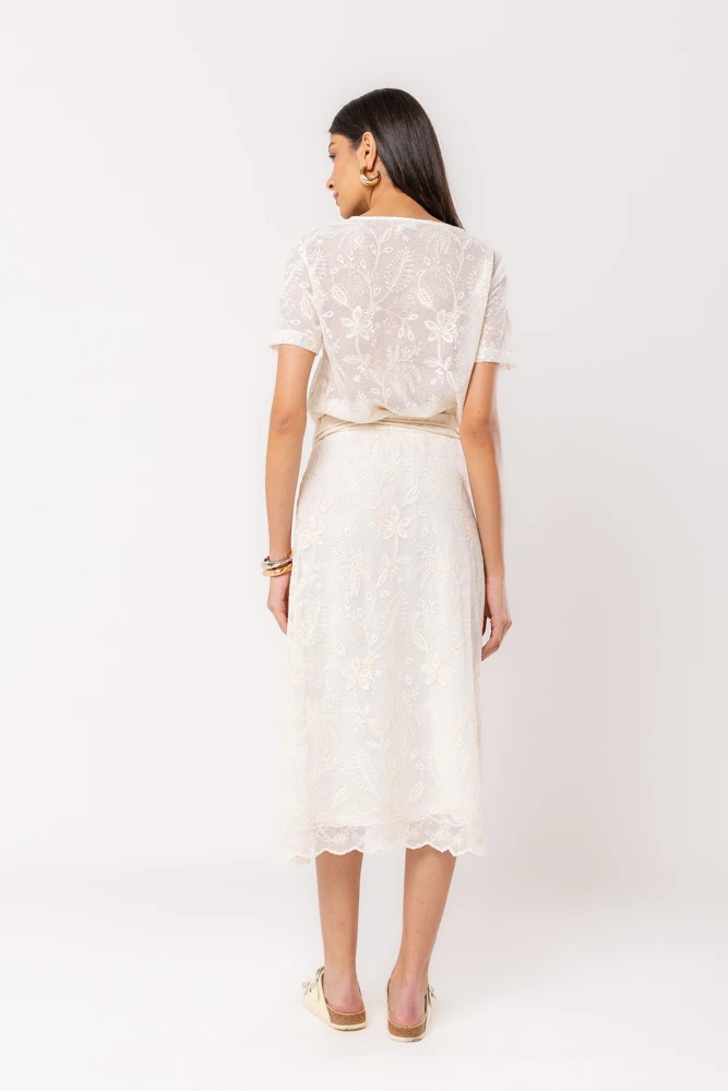 Hidrogênio - Off-white crochet flared skirt - 20522018 Hidrogênio - Off-white crochet flared skirt - 20522018