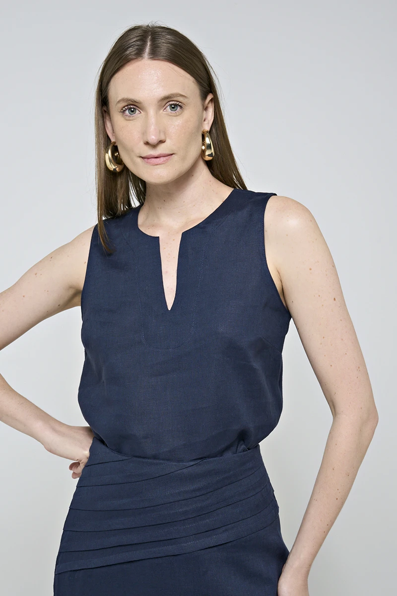 Hidrogênio - Navy V-neck tank top - 20535004