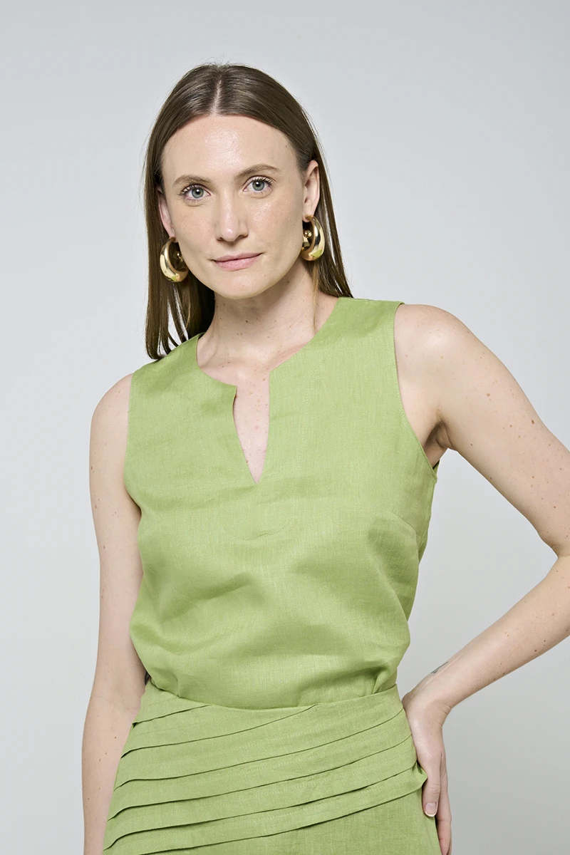 Hidrogênio - Grass Green V-Neck Tank Top - 20535604