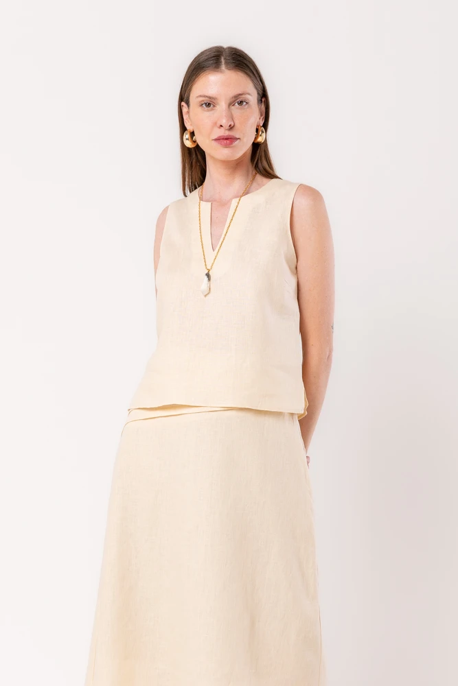 Hidrogênio - Beige V-neck tank top - 20535003 Hidrogênio - Beige V-neck tank top - 20535003