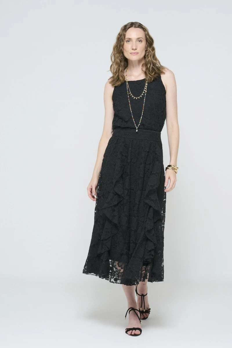 Hidrogênio - BLACK RUFFLED SKIRT - 20619001 Hidrogênio - BLACK RUFFLED SKIRT - 20619001